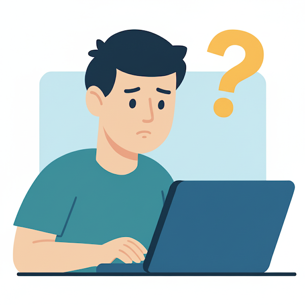 Schüler mit Fragen am Laptop